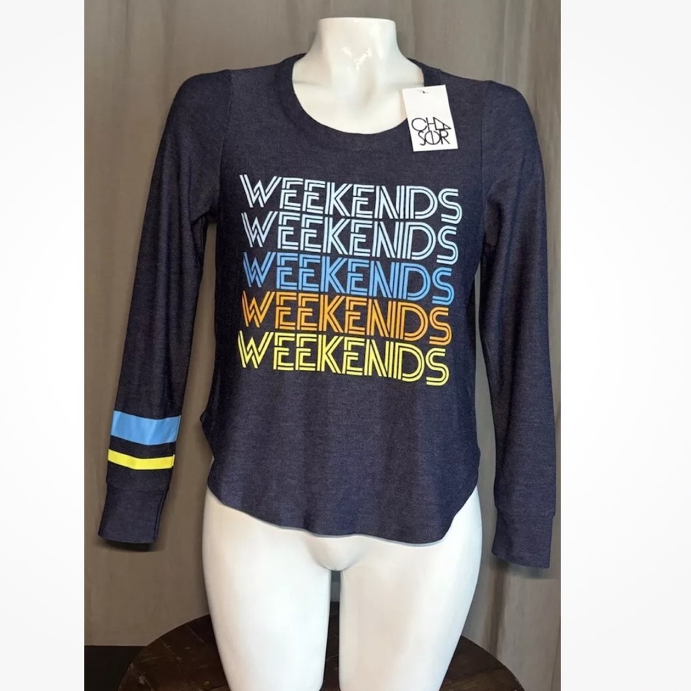 Chaser Nordstrom NWT Weekends Blue Soft Thin Sweatshirt SIZE XSMALL